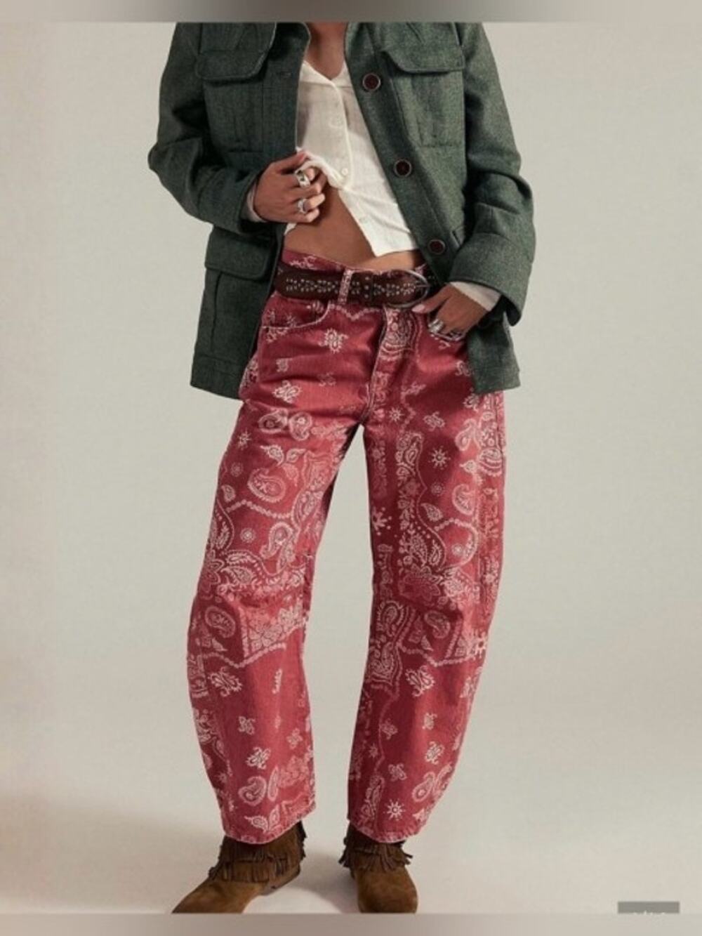 1331 - Loveimgs Red Bandana Barrel Jeans - XXL - NWT